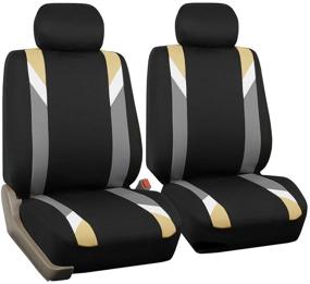 img 4 attached to FH Group FB033BEIGE102 Bucket Seat Covers - Modernistic Airbag Compatible (Set of 2) in Beige