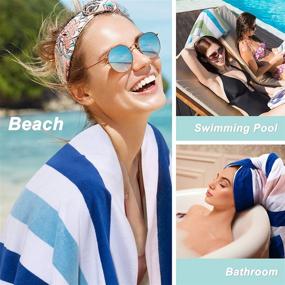 img 1 attached to 🏖️ WIIKWEEK Large Beach Towel - 100% Cotton Strip Pool Towel for Swimming, SPA, Yoga, Travel - Soft, Super Absorbent, Skin-Friendly - 30x60 inches, 1 Pack