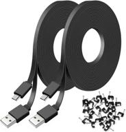 🔌 2 пак 16.4ft плоский удлинитель питания для wyzecam v3, wyzecam pan, kasacam indoor, yi cam, blink - usb к micro usb кабель для зарядки и синхронизации данных (черный) от fastsnail логотип