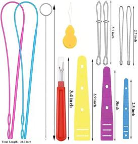 img 3 attached to 🧵 15-Piece Hand Sewing Needle Threader Set for Sewing Machine Needles, Including Plastic and Metal Threaders, Metal Tweezers, Stitch Remover, and Measuring Tape