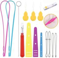 🧵 15-piece hand sewing needle threader set for sewing machine needles, including plastic and metal threaders, metal tweezers, stitch remover, and measuring tape logo