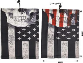 img 2 attached to 🧣 Stay Warm in Style: 2-Pack Winter Fleece Neck Gaiter Scarf with American Flag Skull Design for Running and Cycling