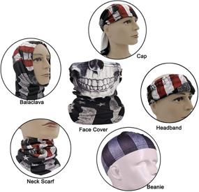 img 1 attached to 🧣 Stay Warm in Style: 2-Pack Winter Fleece Neck Gaiter Scarf with American Flag Skull Design for Running and Cycling