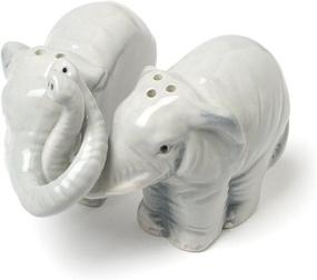 img 1 attached to 🐘 Optimized for SEO: Abbott Collection Ceramic Salt &amp; Pepper Shaker Set with Hugging Elephants