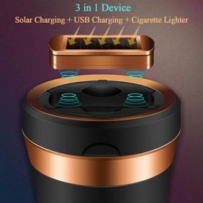 img 2 attached to 🚗 SOLARXIA Car Ashtray: Detachable Solar & USB Rechargeable Cigar Lighter with Lid & Blue LED - Perfect for Car Cup Holder & Home Office (Black)