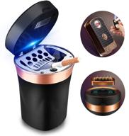 🚗 solarxia car ashtray: detachable solar & usb rechargeable cigar lighter with lid & blue led - perfect for car cup holder & home office (black) logo