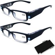 🔍 enhanced vision: 2 pack lighted reading glasses with magnifier for men and women logo