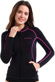 img 4 attached to Stay Comfortable and Stylish in the GoldFin Women's Wetsuit Top: Perfect for Water Aerobics, Diving, Surfing and Kayaking with 2mm Neoprene Jacket, Zipper Pocket and Long Sleeves!