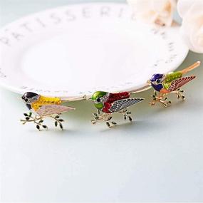 img 2 attached to 🐦 Stunning Enamel Bird Brooch Pins with Crystal Accents - Perfect Animal Lapel Pin Badge for Girls and Women