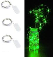 🌟 3-pack led starry string lights: 10 micro leds on 3.3ft copper wire - battery-powered fairy lights for wedding or christmas party table decorations (green) логотип