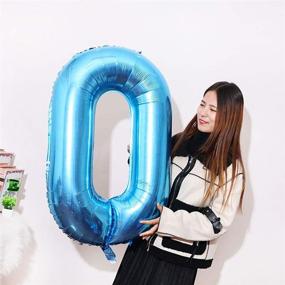 img 2 attached to Huture 40 Inches Blue Giant Number Balloon, Jumbo Digital Foil Mylar Balloons 🎈 for Birthday Party, Wedding, Bridal Shower, Engagement, Photo Shoot, Anniversary - Number 10 Blue Balloon