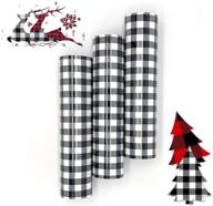 🎄 premium buffalo plaid pattern christmas htv heat transfer vinyl - 3 sheets, ideal for iron-on fabric crafts, shirts, hats, clothing, bags - 12 x 10 inch/sheet (black) logo