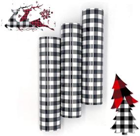 img 4 attached to 🎄 Premium Buffalo Plaid Pattern Christmas HTV Heat Transfer Vinyl - 3 Sheets, Ideal for Iron-on Fabric Crafts, Shirts, Hats, Clothing, Bags - 12 x 10 Inch/Sheet (Black)