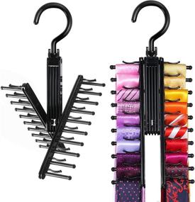 img 4 attached to 👕 IPOW Upgraded Cross X 20 Tie Rack Holder: See Everything, Rotate to Open/Close, Non-Slip Clips, 360° Swivel Space Saving Organizer - Pack of 2