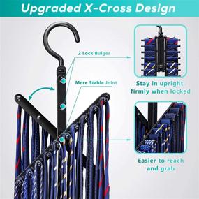 img 3 attached to 👕 IPOW Upgraded Cross X 20 Tie Rack Holder: See Everything, Rotate to Open/Close, Non-Slip Clips, 360° Swivel Space Saving Organizer - Pack of 2