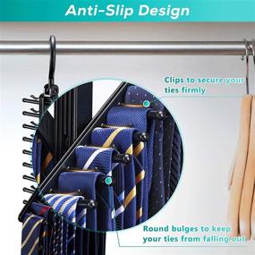 img 2 attached to 👕 IPOW Upgraded Cross X 20 Tie Rack Holder: See Everything, Rotate to Open/Close, Non-Slip Clips, 360° Swivel Space Saving Organizer - Pack of 2