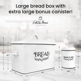 img 2 attached to 🏡 Farmhouse Vintage Extra-Large White Metal Bread Box for Kitchen Countertop - Holds 2+ Loaves - Rustic Breadbox Holder - Matching Biscuit Tin - Modern Bread Storage Container Bin for Counter