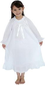 img 4 attached to Vintage Cotton Nightgowns for Girls: Long Sleeve Sleepwear Jammies for Little Kids 2T-14