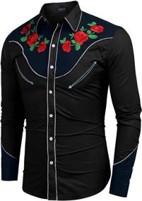 img 2 attached to 👕 COOFANDY Fashionable Embroidered Western Men's Clothing and Shirts