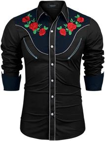 img 4 attached to 👕 COOFANDY Fashionable Embroidered Western Men's Clothing and Shirts