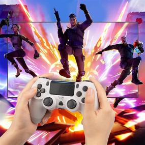 img 1 attached to 🎮 White Wireless PS4 Controller with Vibration, Audio Function, LED Indicator, and USB Cable - Compatible with PS4/PS4 Pro/PS4 Slim