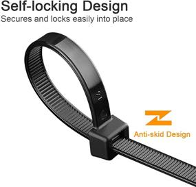img 2 attached to 🔗 200-Pack Black Zip Ties Wraps, 12-Inch Heavy Duty 50-Pound Cable Wire Tie | EANINNO Self Locking UV &amp; Heat Resistant Tie Wrap | Plastic Nylon Zip Ties for Indoor Outdoor Multi-purpose Use