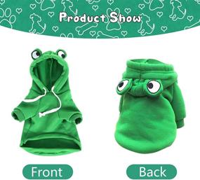 img 3 attached to 🐸 SGQCAR Dog Hoodie Sweatshirt: Cute Green Frog Costume for Small-Medium Dogs & Cats - Winter Warm Jacket, Pet Cold Weather Clothes, Doggie Hooded Outfit, Cozy Sweater Coat