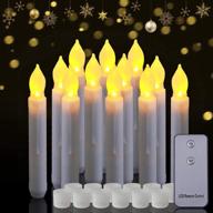 homemory 12-pack led flameless taper candles with remote control - warm yellow flickering light, battery operated window candles for halloween, church & party décor логотип