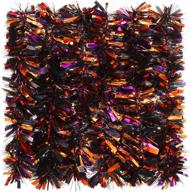 🎃 willbond 6-pack 39.4 ft halloween twist garland with chunky glittering tinsel - mixed color metallic tinsel decoration for halloween party supplies (black, orange, and purple) logo