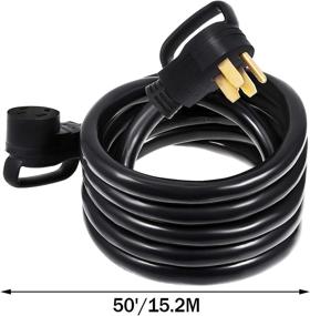 img 3 attached to 🔌 50Ft 50 Amp RV Extension Cord - Premium Power Supply Cable for Trailer, Motorhome, Camper with Handles by Mophorn