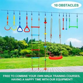 img 2 attached to 🏞️ Kawuneeche Ninja Warrior Obstacle Course Kit: Ultimate Backyard Training Equipment for Kids with Slackline, Monkey Bars, Climbing Rope, and More!