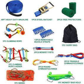 img 3 attached to 🏞️ Kawuneeche Ninja Warrior Obstacle Course Kit: Ultimate Backyard Training Equipment for Kids with Slackline, Monkey Bars, Climbing Rope, and More!