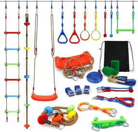 img 4 attached to 🏞️ Kawuneeche Ninja Warrior Obstacle Course Kit: Ultimate Backyard Training Equipment for Kids with Slackline, Monkey Bars, Climbing Rope, and More!