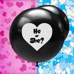img 3 attached to 🎉 Gender Reveal Confetti Balloon Kit by Boom Reveal Co. – Jumbo 36 Inch Black Balloons with Pink and Blue Heart Shape Confetti Packs - Perfect Baby Shower Gender Reveal Party Supplies and Decorations for Boy or Girl