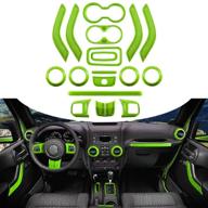 🚗 opall 18pcs full set interior decoration trim kit for jeep wrangler jk jku 2011-2018 (green) logo