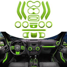 img 4 attached to 🚗 Opall 18PCS Full Set Interior Decoration Trim Kit for Jeep Wrangler JK JKU 2011-2018 (Green)