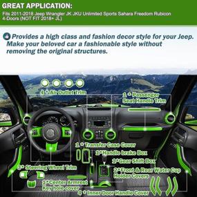 img 3 attached to 🚗 Opall 18PCS Full Set Interior Decoration Trim Kit for Jeep Wrangler JK JKU 2011-2018 (Green)