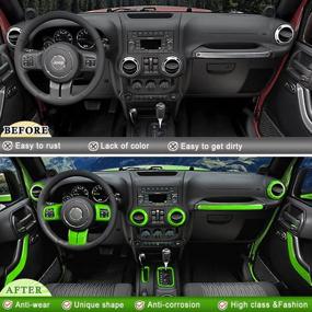 img 2 attached to 🚗 Opall 18PCS Full Set Interior Decoration Trim Kit for Jeep Wrangler JK JKU 2011-2018 (Green)