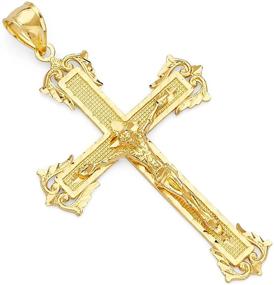 img 3 attached to 🙏 Потрясающий крест Иисуса Crucifix из желтого золота 14К, религиозный подвеска-шарм | Размер: 54 x 31 мм