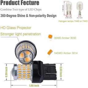 img 3 attached to 🌟 iBrightstar Newest 9-30V Super Bright Low Power 7443 7440 T20 LED Bulbs: Front & Rear Turn Signal Lights Replacement in Amber Yellow