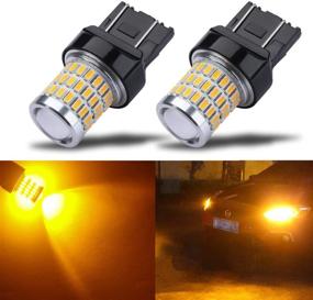 img 4 attached to 🌟 iBrightstar Newest 9-30V Super Bright Low Power 7443 7440 T20 LED Bulbs: Front & Rear Turn Signal Lights Replacement in Amber Yellow