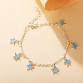 img 2 attached to Luminous Pentagram Tassel Anklet Bracelet: Shine in the Dark with Blue Glow and Five-pointed Star Charm