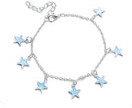luminous pentagram tassel anklet bracelet: shine in the dark with blue glow and five-pointed star charm logo