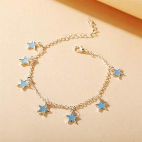 img 3 attached to Luminous Pentagram Tassel Anklet Bracelet: Shine in the Dark with Blue Glow and Five-pointed Star Charm