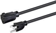 monoprice 1ft black extension cord - nema 5-15p to nema 5-15r, 18awg, 10a, svt, 120v logo