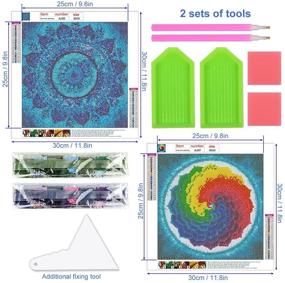 img 2 attached to Наборы для росписи бриллиантами 5D для взрослых - 2 упаковки мандала полное сверло круглые ринестоны - ремесло с бриллиантовыми точками DIY для декора дома на стене (11.8 х 11.8 дюймов)