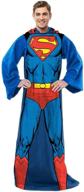 🦸 superman action comfy throw blanket with sleeves, adult-48 x 71 inches - dc comics edition logo