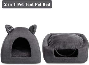 img 2 attached to 🐱 Cozy and Warm Hollypet 2-in-1 Cat Tent Cave Bed for Kittens and Small Dogs - Triangle Feline House Hut with Washable Cushion - Indoor Outdoor Use - 16 x 16 x 17 inches