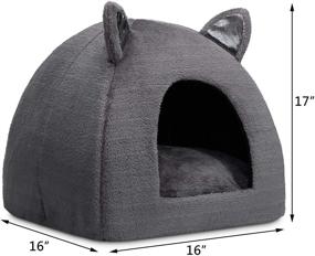 img 3 attached to 🐱 Cozy and Warm Hollypet 2-in-1 Cat Tent Cave Bed for Kittens and Small Dogs - Triangle Feline House Hut with Washable Cushion - Indoor Outdoor Use - 16 x 16 x 17 inches