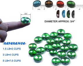 img 2 attached to 💎 Glass Flat Marbles - Green Gemstone Vase Fillers (24 oz- Approx. 150 Stones) for Centerpieces, Decorative Glass Beads, Glass Gems